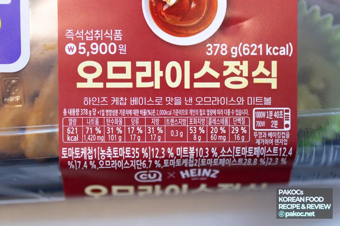 Convenience store menu price information