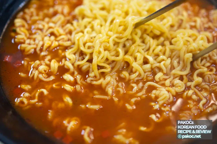 Textura de los fideos de Shin Ramyun Gold