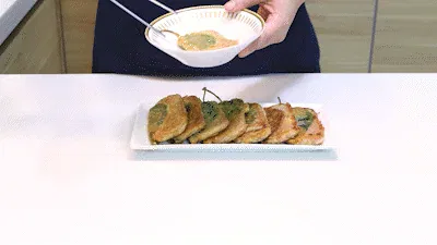깻잎 부침가루 잘입히기
